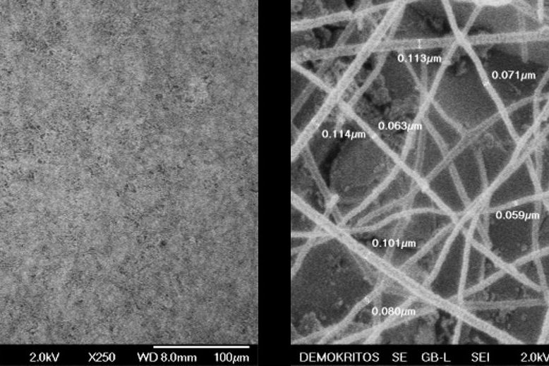Coated electrode surfaces with perovskite Nanofibers